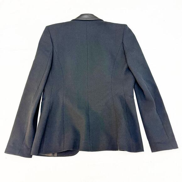 Iceberg Leather Collar Black Blazer Open Jacket Front Pockets Size 44 MINT - Picture 7 of 8
